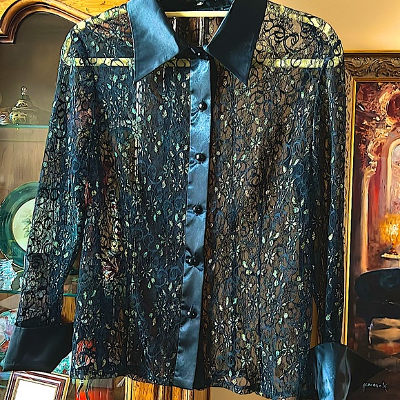 EUC Gorgeous Sandra Darren Lace, Satin&SoftGold2pcCocktail wear.Chemise &Tank 10 - Picture 5 of 14